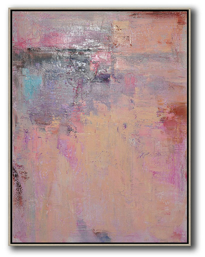Modern Art Abstract Painting,Vertical Palette Knife Contemporary Art,Canvas Wall Paintings,Purple,Dark Red,Black,Yellow.etc
